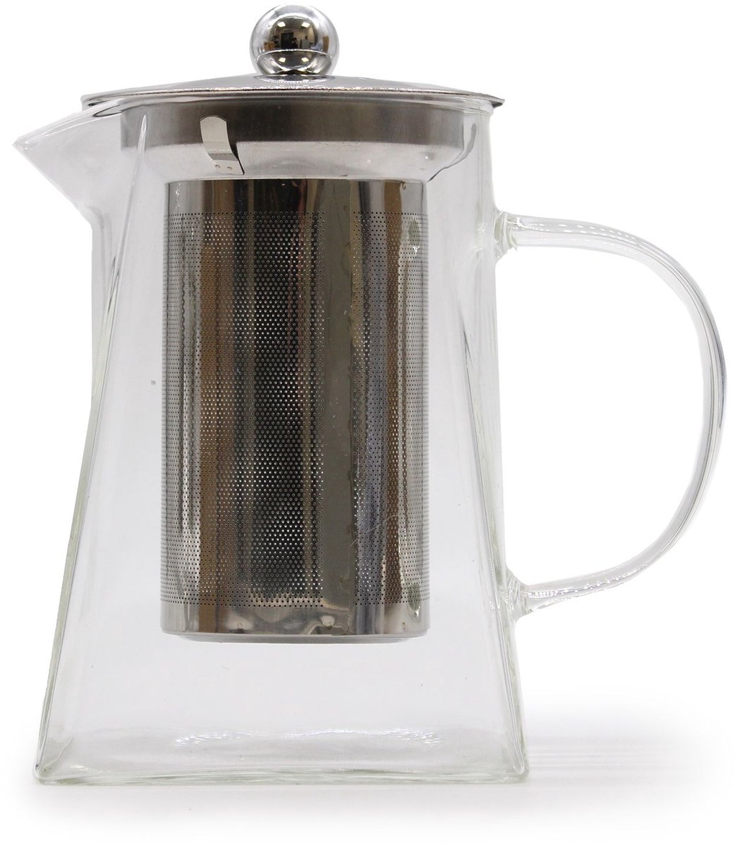 Glazen theepot met infuser - torenvorm - 780 ml