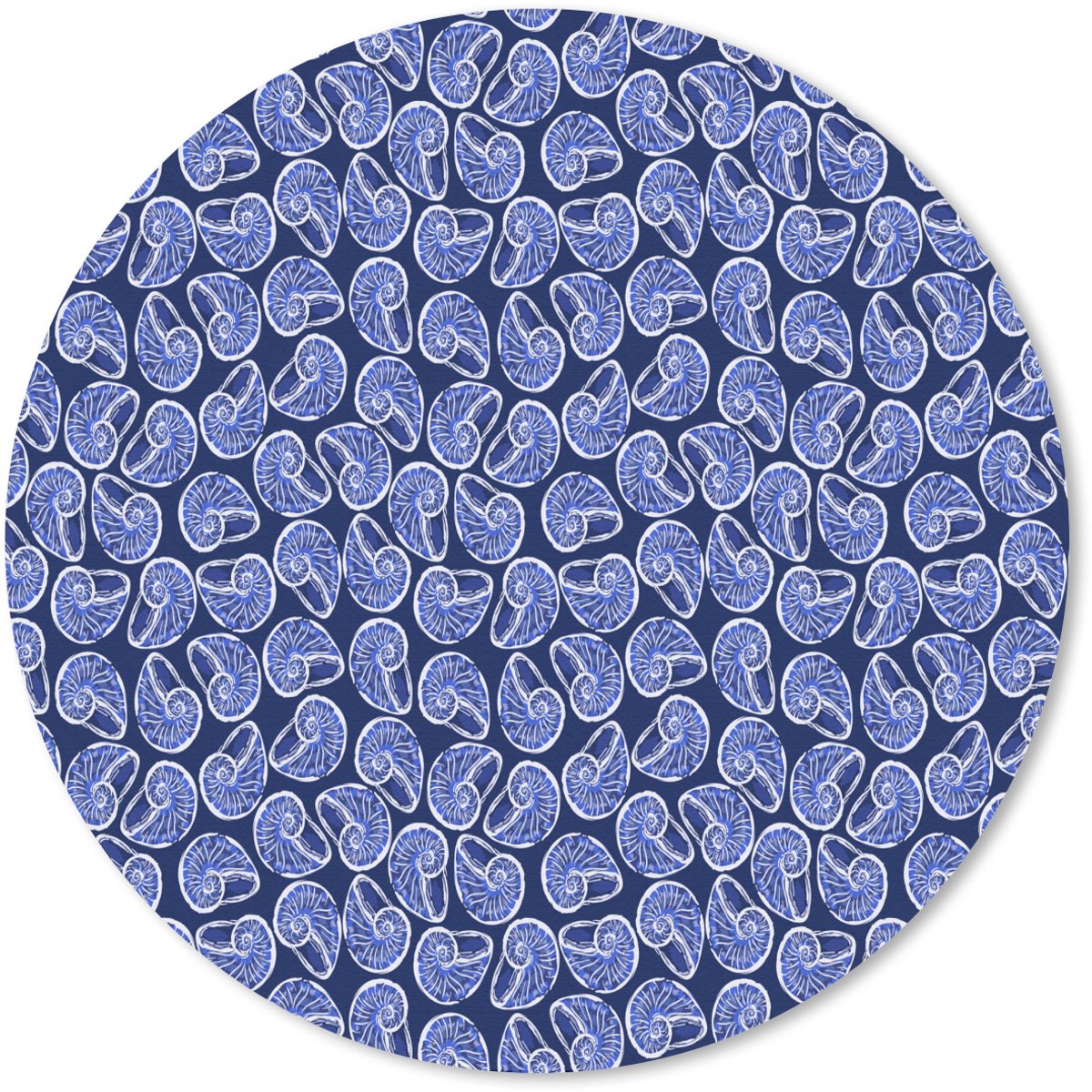 Muismat rond 30x30 cm - Mousepad Kust - Zee - Schelp - Blauw - Ronde muismatten