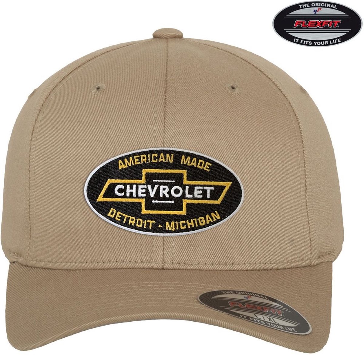 Chevrolet Cap American Made Flexfit Cap GM-92-CHEV9902-CB64 Khaki-S/M