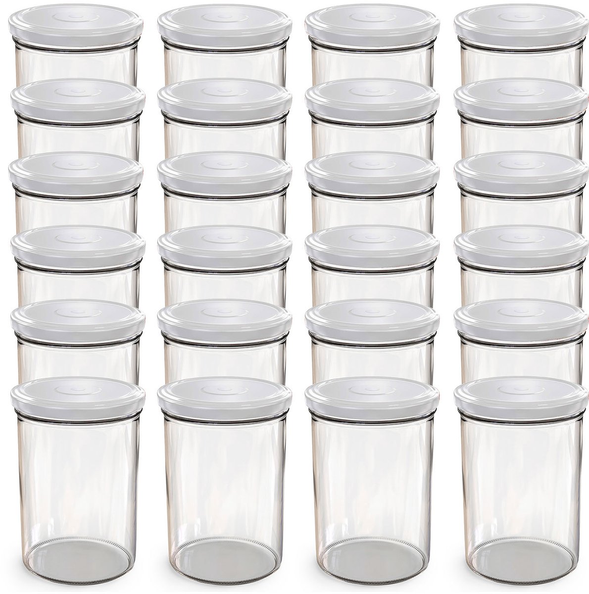 Oputec 24x 440ml inmaakpotten / voorraadpotten TO Ø 82 mm – glazen jampotten – metalen schroefdeksel wit – conservenpotten