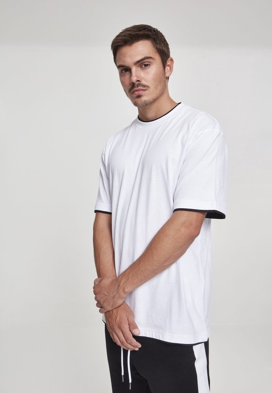 Urban Classics - Contrast Tall Heren T-shirt - 2XL - Wit/Zwart