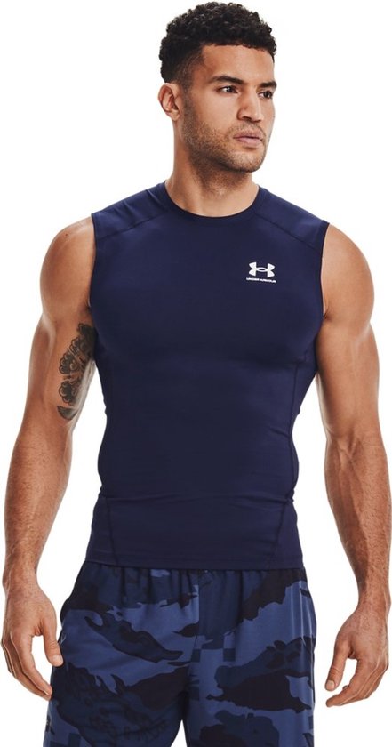 Foto: Under armour heatgear sl shirt heren thermoshirts navy marineblauw mannen