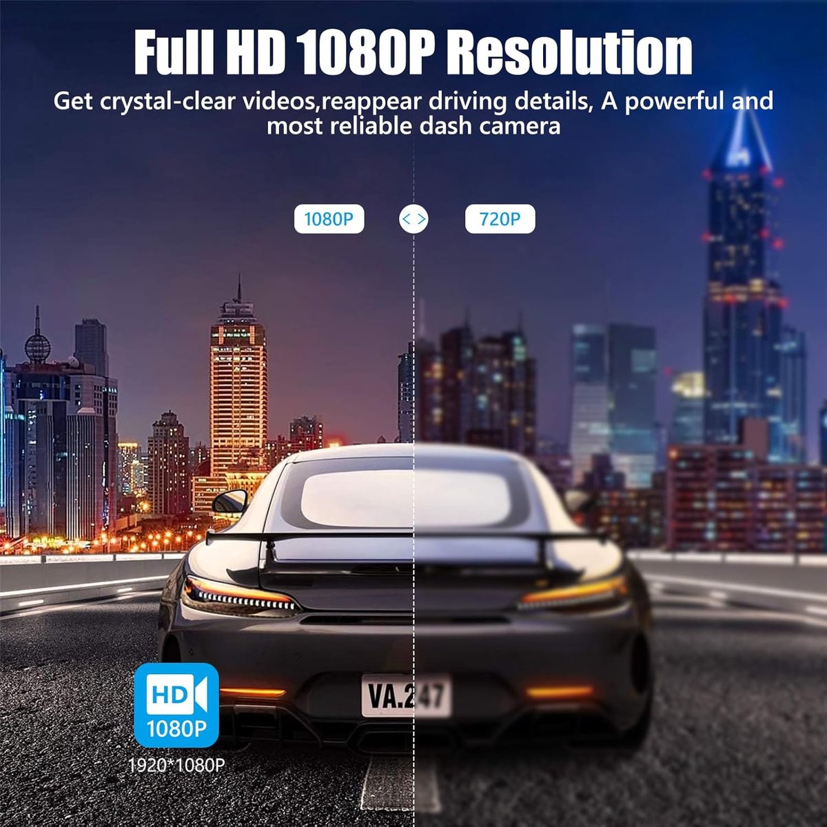Dashcam voor auto voor en achter – Dual dashcam – Voor- en achtercamera – Autocamera – Full HD dashcam – Dashcam met nachtzicht – Dashcam met bewegingssensor – Groothoeklens – Parkeermodus – Loop recording – Dashcam met SD-kaart – foto 7