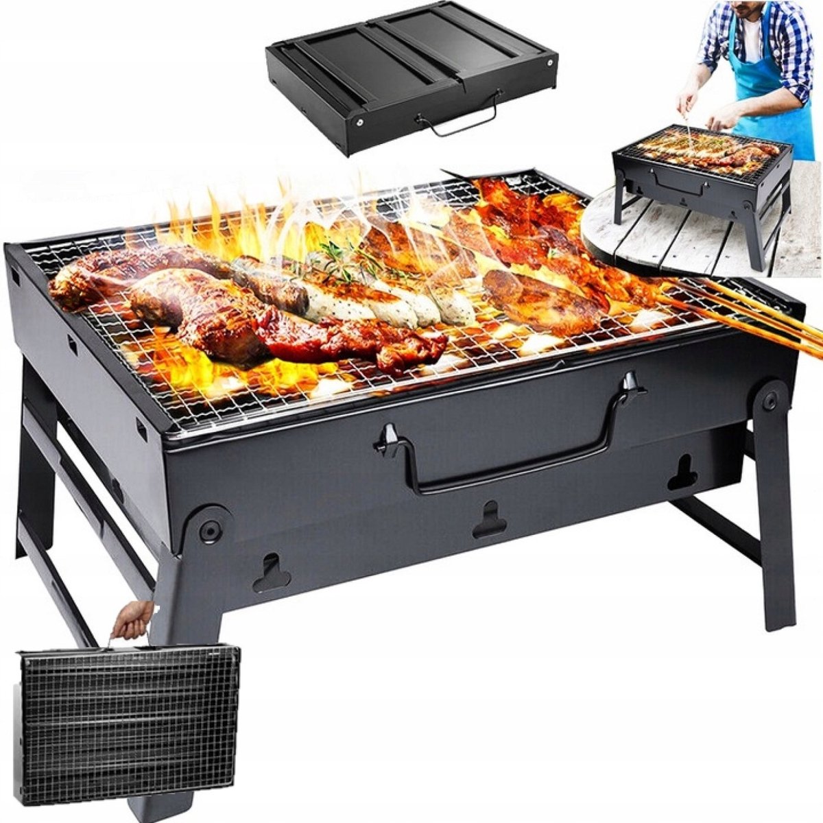 Draagbare Koolgrill in Kofferformaat - Ideaal voor Camping