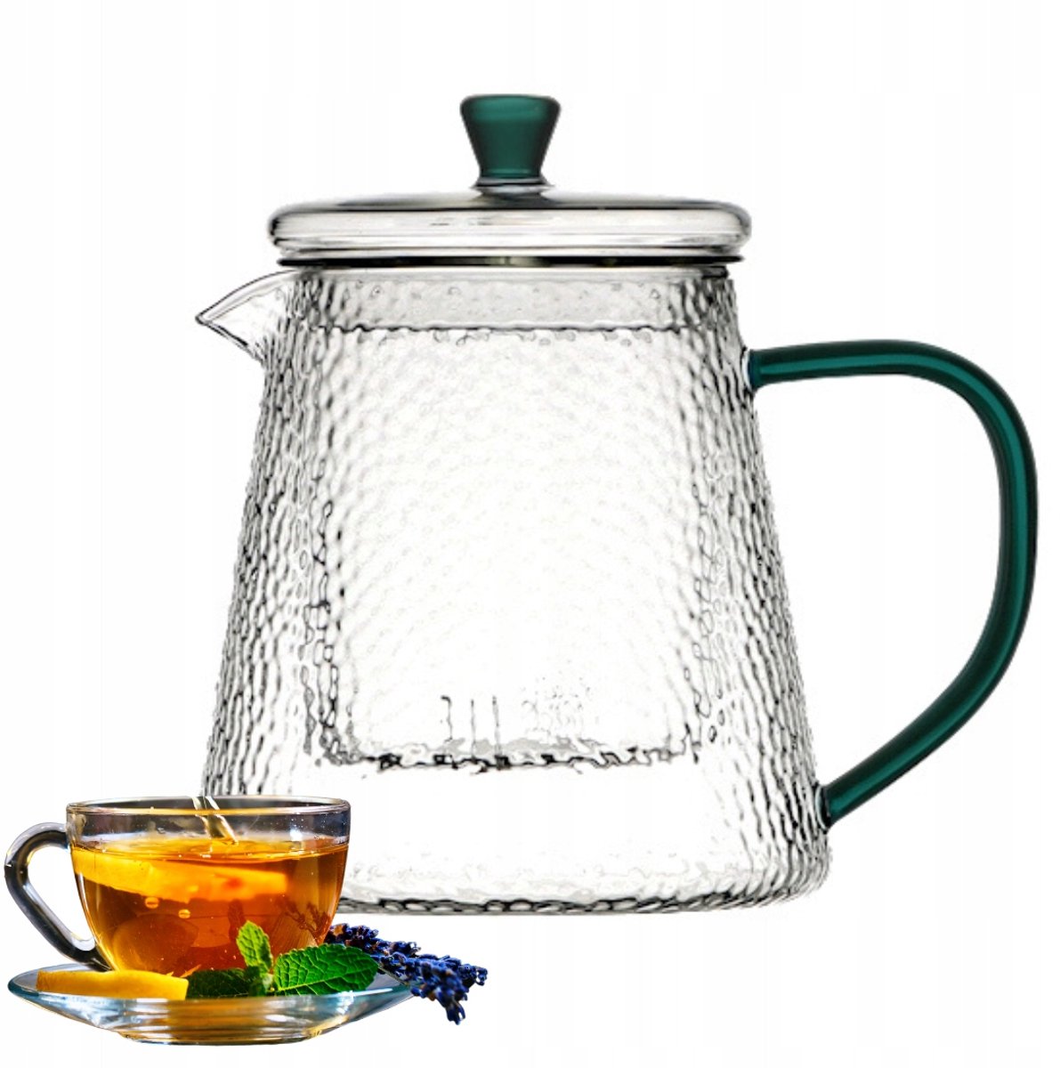 Glazen theepot met filter, 1 liter, borosilicaatglas