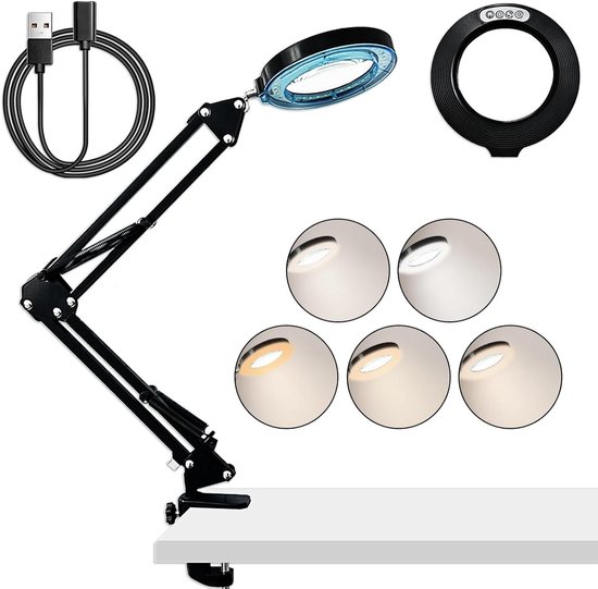 Lampe Loupe 10X avec Clip, Loupe 3 en 1 à Intensité Variable avec Lampe Loupe 10X avec Clip, Loupe 3 en 1 à Intensité Variable avec