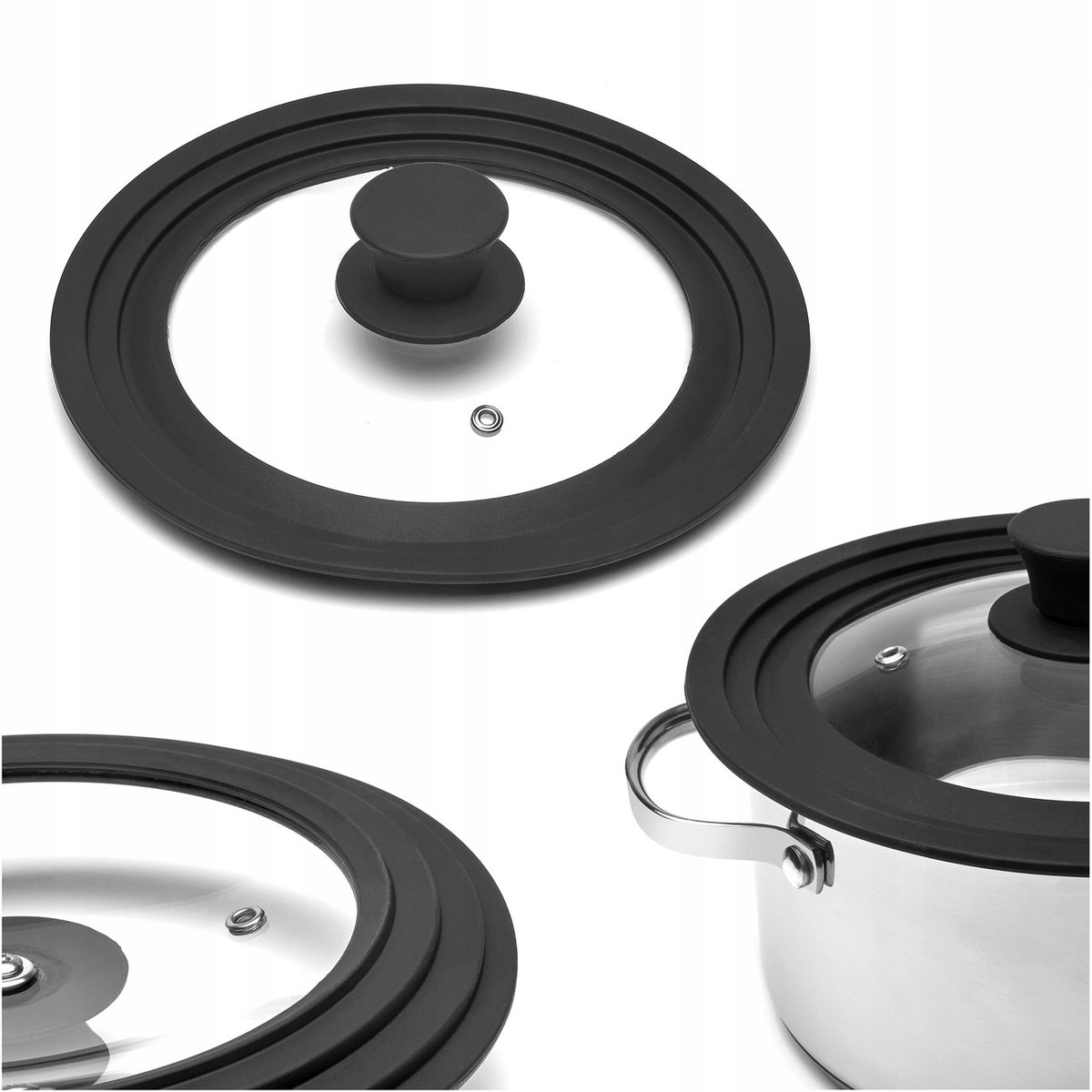 Universele Glazen Pan Cover met Siliconen Rand - 18/20/22cm