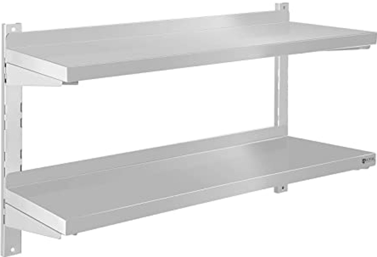 Wandplank met 2 Legplanken van Roestvrij Staal - 80x30 cm, 70 kg Belastbaarheid