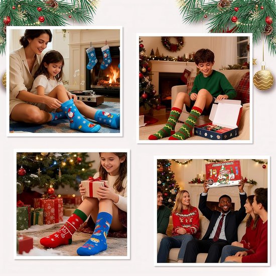 Calendrier de l'Avent de Noël, chaussettes, 12 paires de chaussettes de Noël, jolies