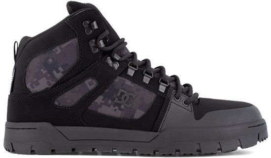 Chaussure de travail noire mi-haute avec camouflage et logo DC Shoes.