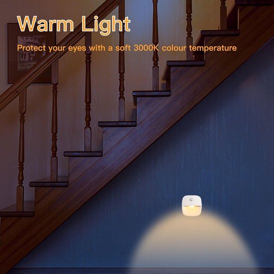 LED-nachtlampje met bewegingssensor, 3-pack nachtlampje met bewegingssensor voor binnen, zelfklevende trapverlichting voor gang, slaapkamer, kinderkamer - warm wit van Aigostar — afbeelding 2
