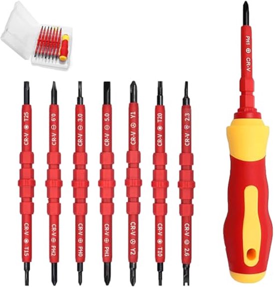 6-delige magnetische schroevendraaierset, 3 Phillips en 3 schroevendraaiers met platte koptips