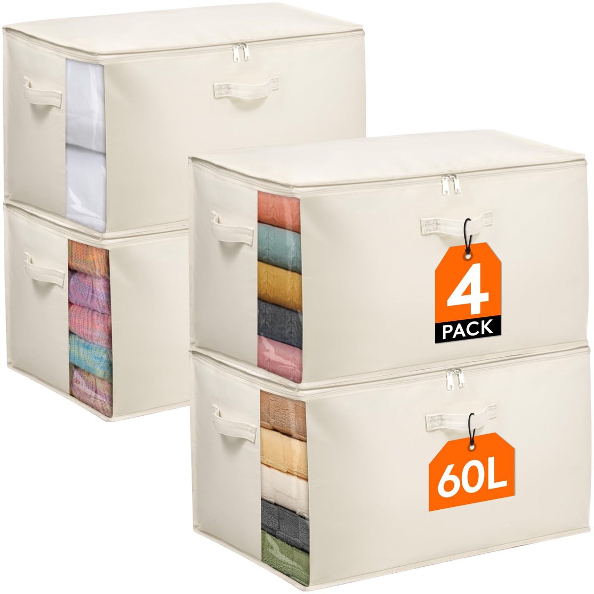 Ibenzoa® Ruime opbergtassen set met handgrepen voor kleding en dekbedden