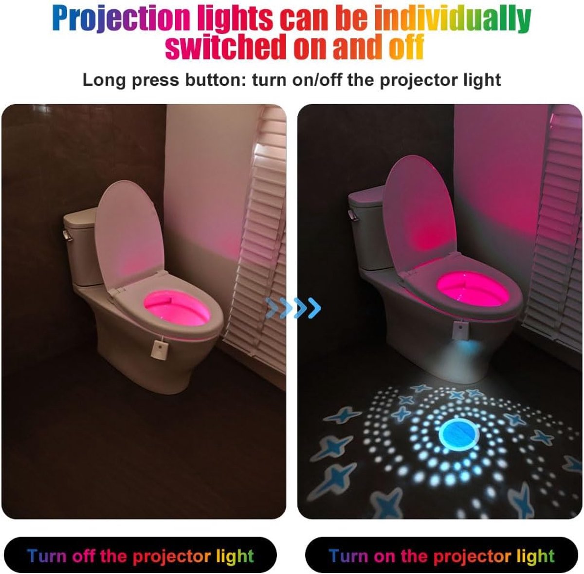 Toiletnachtlampje met led, 16 Kleuren Motion Sensor Toilet Nachtlampje, USB Oplaadbaar, Verstelbaar bewegingssensor Led-toiletnachtlamp, Bizar Grappig Verjaardagskado Cadeau - 2 STUKS — cadeau in Gadgets - foto 5