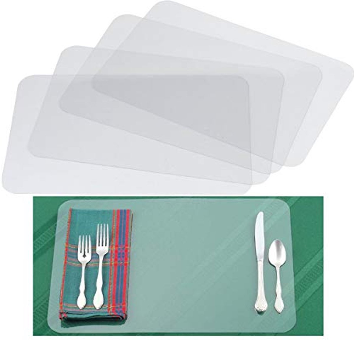Image of 12 Transparante Placemats - Antislip en Gemakkelijk Schoon te Maken