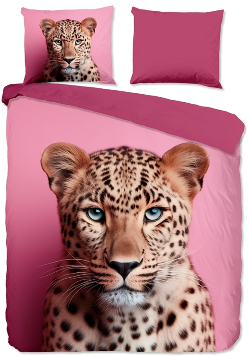 Pure dekbedovertrek panter - Lits jumeaux 240x200/220 cm - Roze - Microvezel