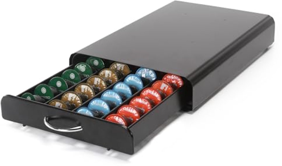 Capsulehouder voor 40 capsules - Metalen capsule opbergdoos in zwart