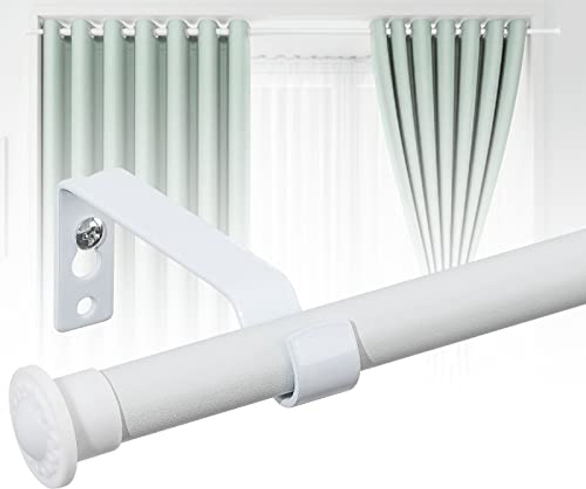 Matte Witte 16mm Ooglet Gordijnroede voor Voile Gordijnen - Verstelbare Metalen Gordijnroede 36-368cm voor Slaapkamer en Woonkamer