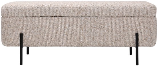 Banc de rangement DÉJA Living Kinna - Tissu beige - 110x45x42cm