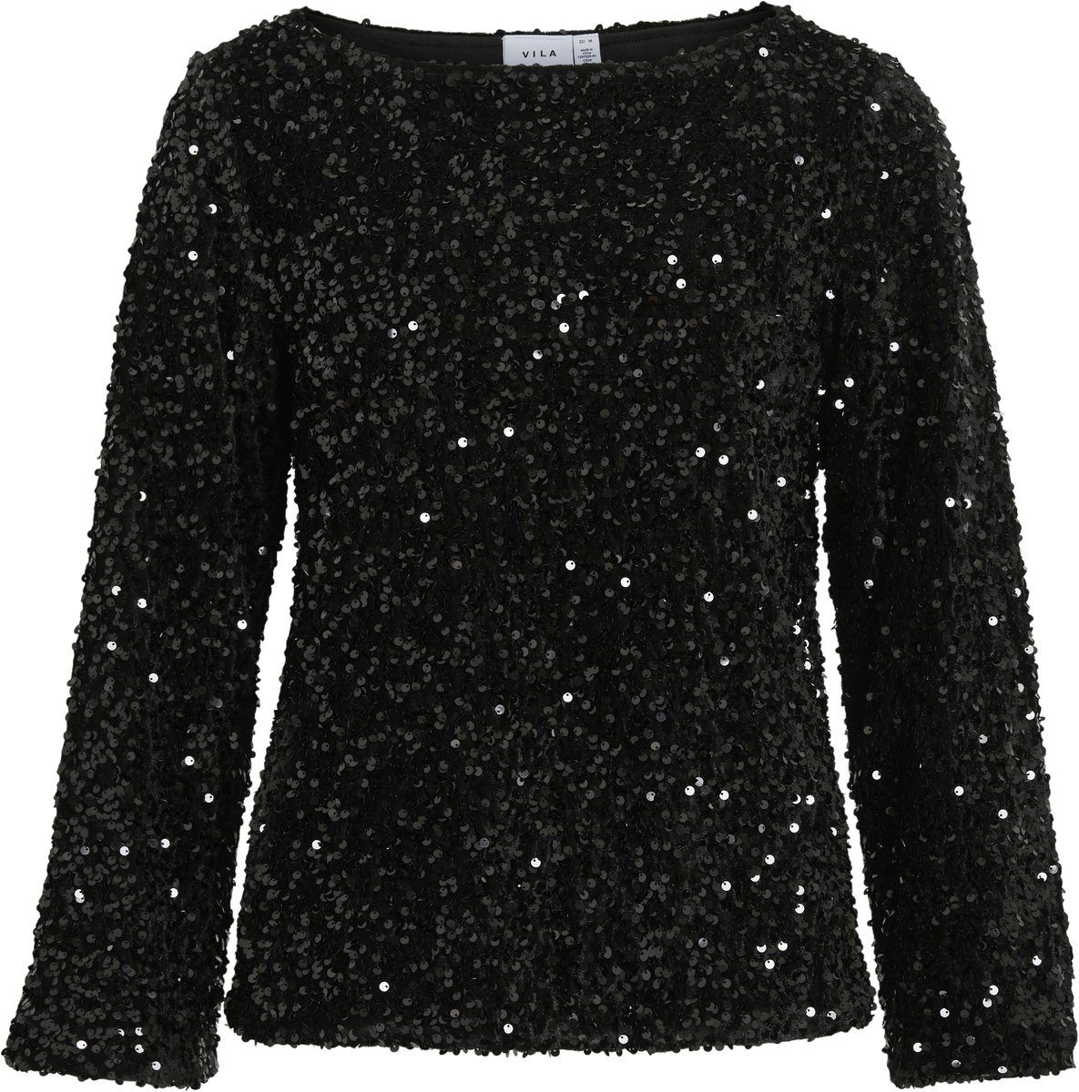 VILA - VIFAITH BOAT NECK L/S SEQUIN TOP/2 - Dames - Blouses