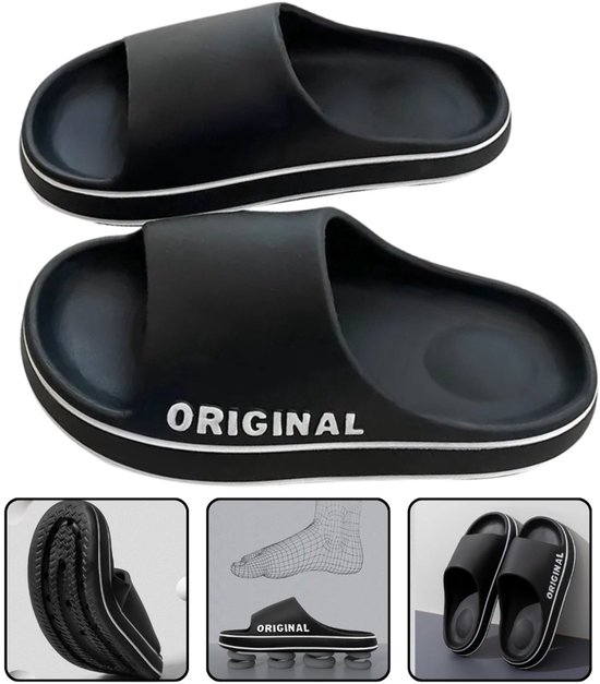 Slippers homme - Chaussons antidérapants pour la salle de bain et la plage - Slippers d'été EVA pour homme - Design léger et estival - Confortables et élégants