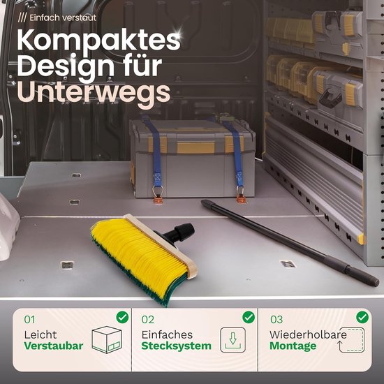Novaliv Premium klauwbezem met steel 50cm, speciale bezem met gebogen borstelharen - ideaal als tuinbezem, schraapbezem, kunstgrasbezem, optimaal voor op de camping, straatbezem, veegbezem van Novaliv — afbeelding 5