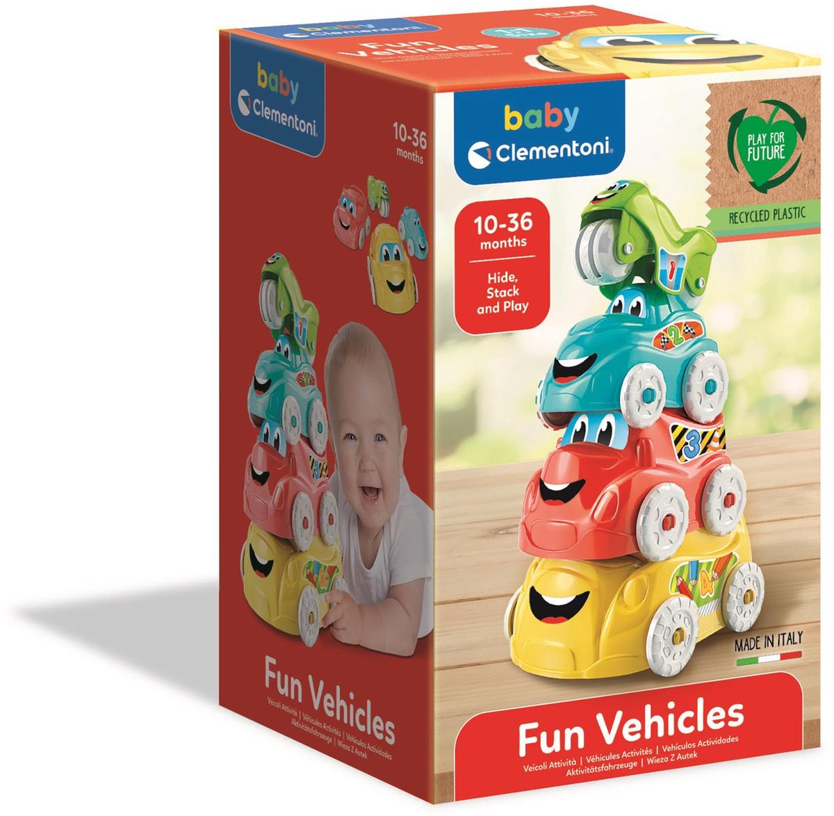 Baby Clementoni - Fun Vehicles - Speelgoed Auto - Verschillende Voertuigen - 3 Auto’s en 1 Motor - 1-3 jaar — afbeelding 5