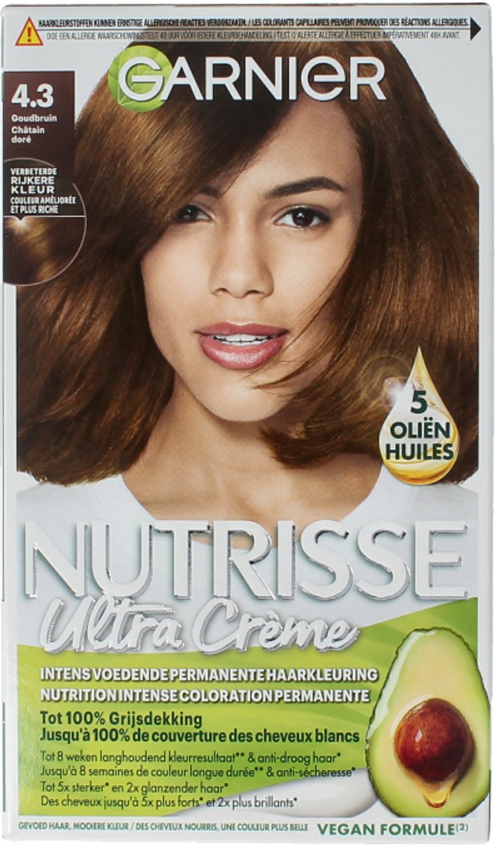 Bol.com Garnier Nutrisse Ultra Crème 4.3 Goudbruin - Intens voedende permanente haarkleuring aanbieding