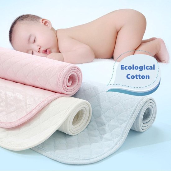 3-pack waterdichte babyverschoonmatjes - milieuvriendelijk katoen, ademend, wasbaar, herbruikbaar - 3 per verpakking - 60*70 cm van Merkloos — afbeelding 2