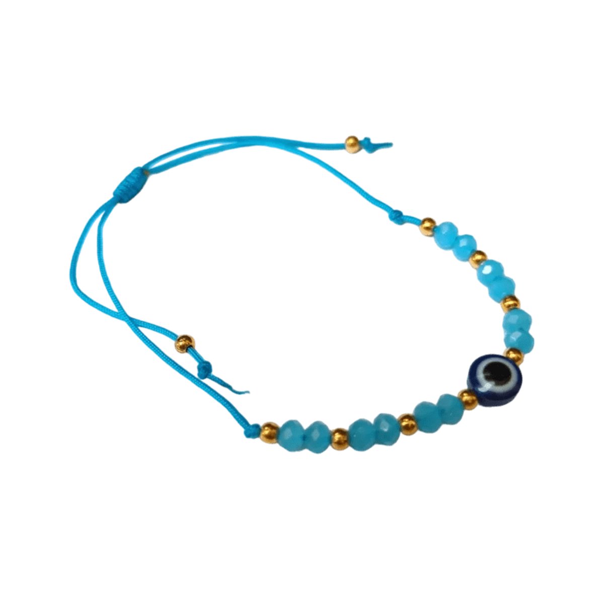 Aramat Jewels - verstelbare boze oog touw armbandje - Blauw
