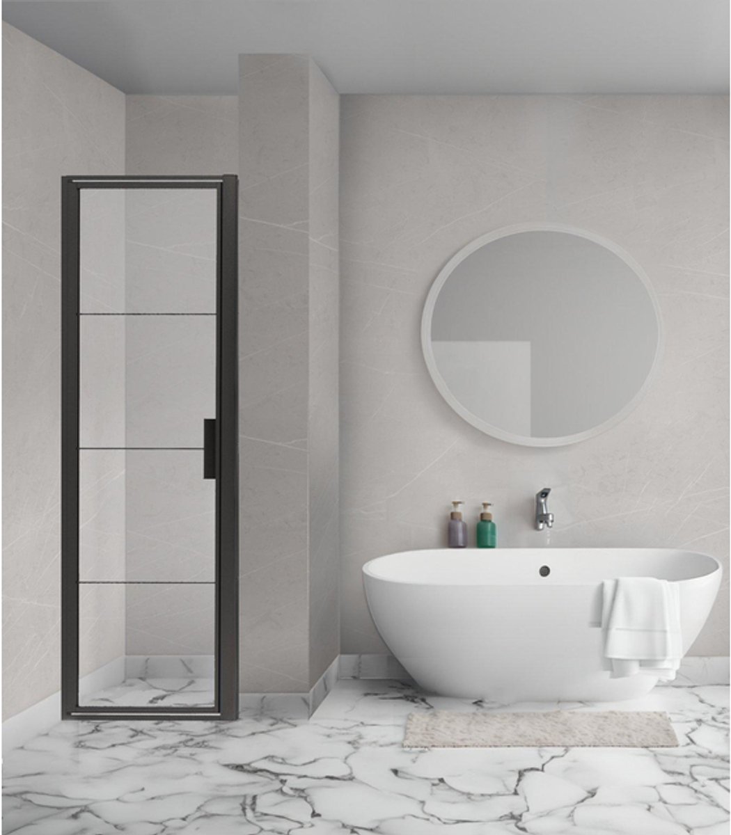 Aqua Vista Triple Draaideur - 80x200 cm - 8mm - helder glas - onderdeel hoekcabine - mat zwart