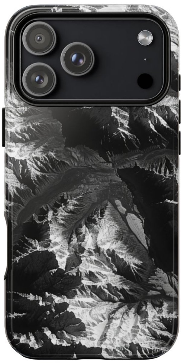 Zwart-Wit Berglandschap – Telefoonhoesje Geschikt voor iPhone 17 Pro Max