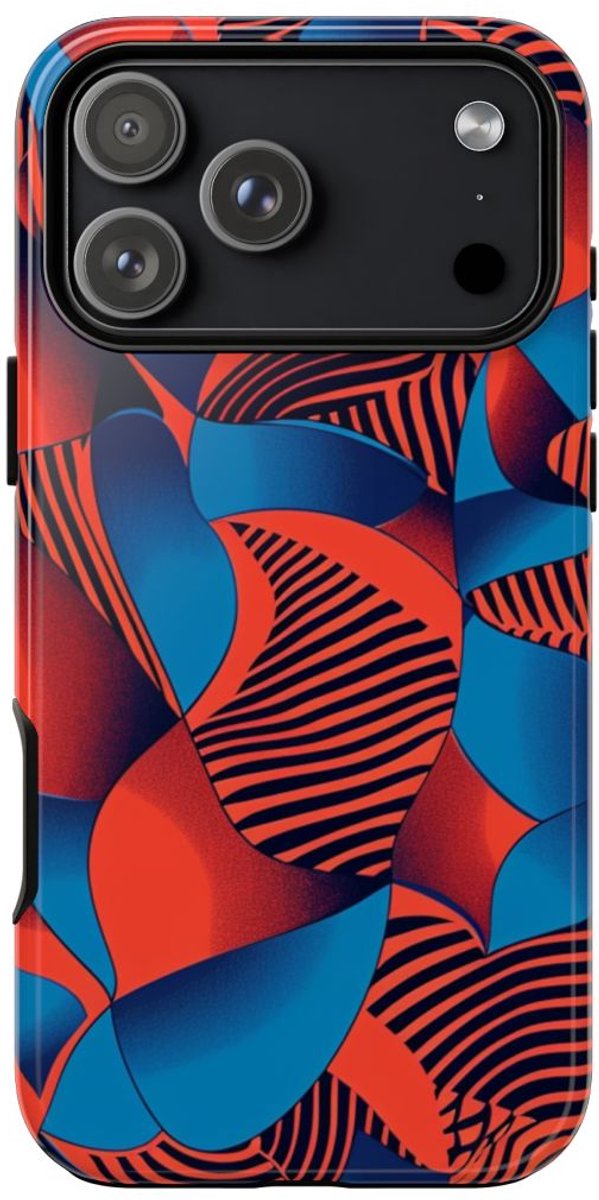 Levendig Rood-Blauw Abstract Patroon – Telefoonhoesje Geschikt voor iPhone 17 Pro Max