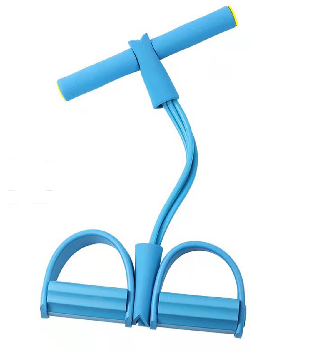 4-buis elastisch trekkoord, sit-up-apparatuur, yogaband, bodybuilding-expander, buiktrainer, voetpedaal, trekkoord, weerstandsoefening voor buik, arm, taille, pilates, beenstrekking, afslanktraining (blauw)