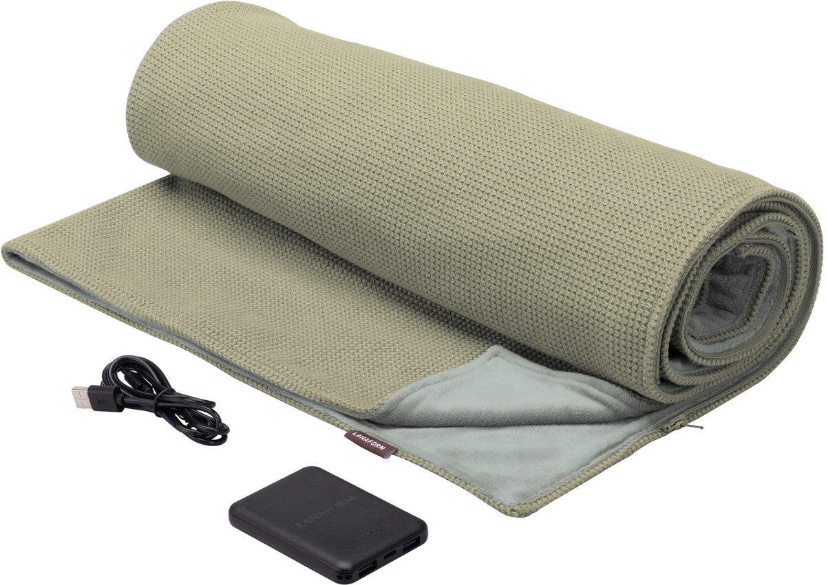 Lanaform - Heat Wrap - Draadloze Verwarmde Poncho - Verwarmingsdeken Nomade - Warmte Nek Buiten - Draagbare Batterij 5000mAh - Ultra Zachte Fleece - Winter Thuis Wandeling Comfort – foto 3