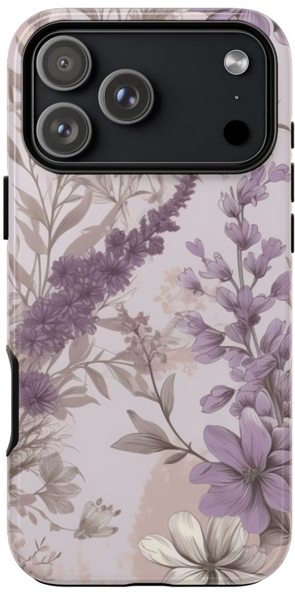 Lavendel Bloemenpatroon – Telefoonhoesje Geschikt voor iPhone 17 Pro Max
