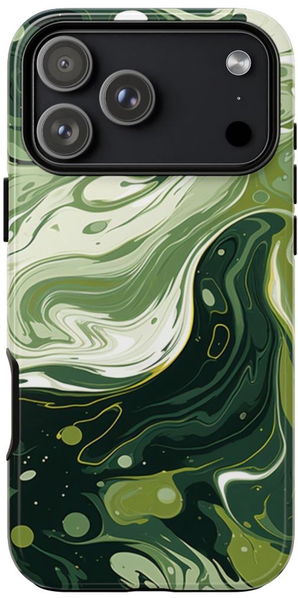 Groene Suminagashi Marmer Abstract – Telefoonhoesje Geschikt voor iPhone 17 Pro Max