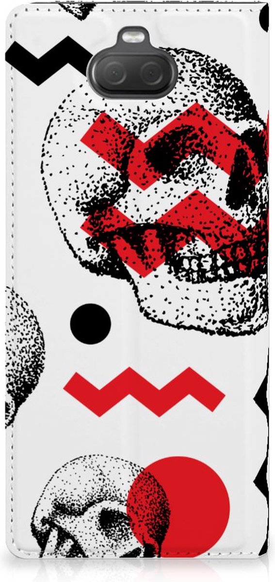Mobiel BookCase Sony Xperia 10 Plus Skull Red