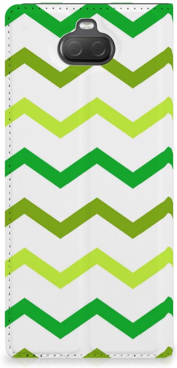 Sony Xperia 10 Plus Hoesje met Magneet Zigzag Groen
