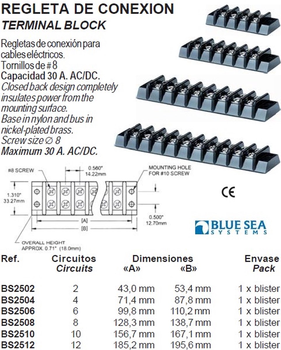 Blue Sea Systems Aansluitblok Met 4 Circuits 30a Zwart