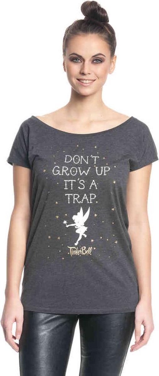 Disney Tinkerbell Dames Tshirt -4XL- Don't Grow Up Grijs