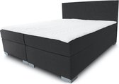 Boxspring Turijn - Vaste standaard  box - Pocketvering matras + Topper - 180 x 210 - Vlak luxe - Antraciet - L poten