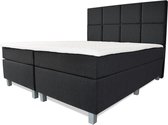 Boxspring Florence - Vaste luxe box - Pocketvering matras + Topper - 160 x 200 - 8 vakken - Antraciet - Vierkante poten