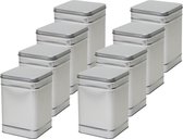 8x boîtes de rangement / boîtes de rangement carrées argentées 21 cm - boîtes de rangement argentées - boîtes de rangement