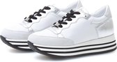 KUNOKA Stripy silver white - Sneakers Dames - maat 37 - Wit Zilver