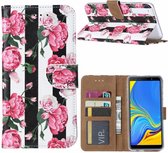 Vintage Roses En Stripes Telefoon Hoesje met pasjeshouder - Samsung Galaxy A70 - van Bixb