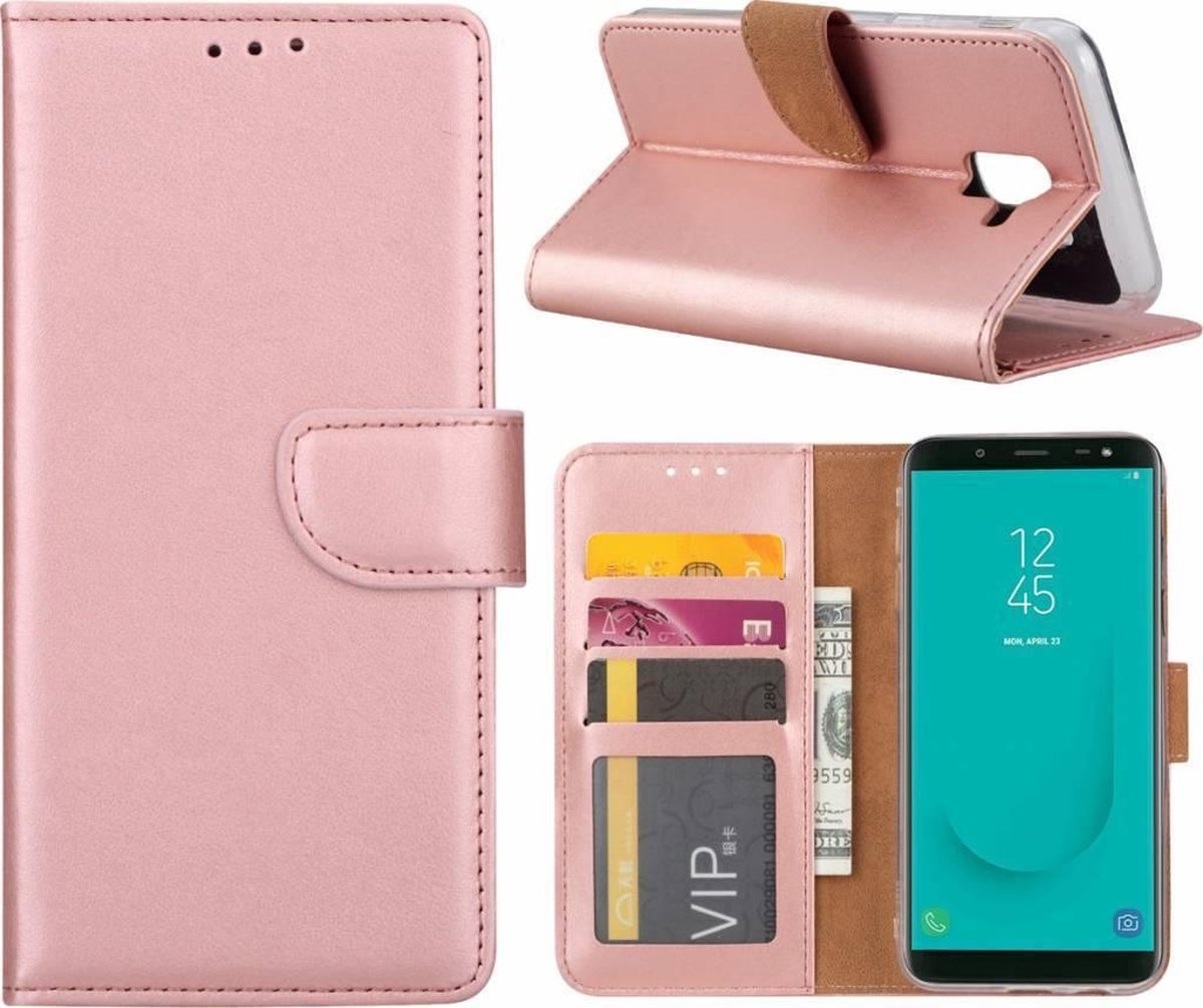 Samsung Galaxy J6 (2018) case Rose goud telefoon hoesje met pasjeshouder met opbergvakjes - van Bixb