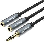 UNITEK Y-C956ABK audio kabel 0,2 m 3.5mm 2 x 3.5mm Zwart, Grijs