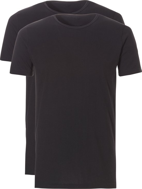 Ten Cate Basic T-shirt Zwart Ronde Hals Regular Fit 2-Pack - S