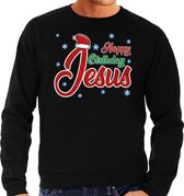 Foute Kersttrui / sweater - Happy Birthday Jesus / Jezus - zwart voor heren - kerstkleding / kerst outfit M (50)